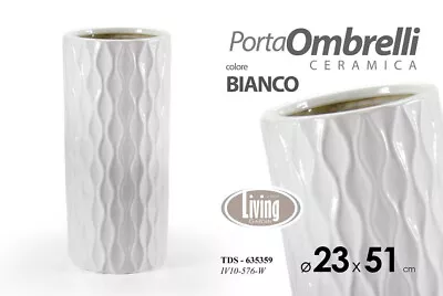 Porta ombrelli portaombrelli in ceramica decoro fiore 23*50 CM bianco  TDS-359965