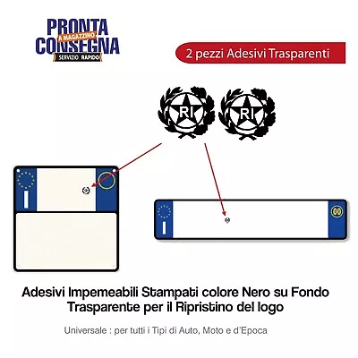 3 PEZZI stemma Repubblica italiana per targa replica adesiva per restauri  AUTO M