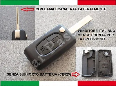 CHIAVE COVER SCANALATA TELECOMANDO CITROEN C3 C4 C8 PORTA BATTERIA E TASTO  LUCI