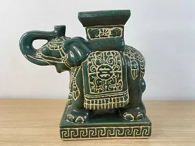 Elefante medio portafortuna in Ceramica Siciliana, blu anticato decoro  '600, h 15 x 18 L cm ca. Mod GR